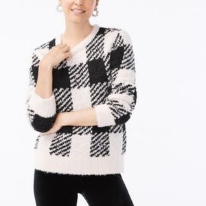 J. Crew Boucle Buffalo Check Sweater Size Large NWT